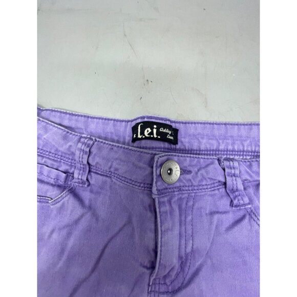 Lei Ashley lowrise shorts junior size 7 Ramie blend purple 30" waist READ - Picture 3 of 8